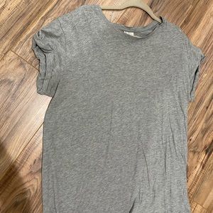 Grey rolled sleeve muscle tee
